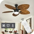 thumbnail image 3 of DWVO 52" Tropical Ceiling Fan with LED Light and Remote Control, with Quiet Reversible Motor, 5 blades, 3 Speed, Timed - Brown & Black, 3 of 12