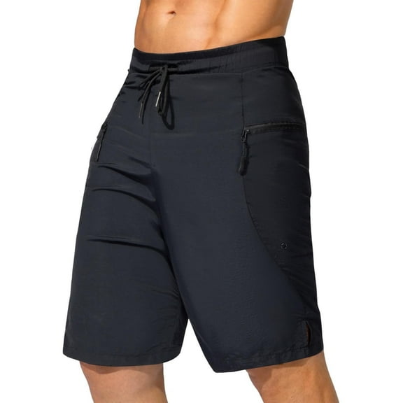 Summer Men Shorts Elastic Waist Solid Color Straight Leg Moisture-Wicking Casual Loose Cargo Shorts With Pocket Sport Fashion Workout Athletic Shorts Sweatpants S-3XL