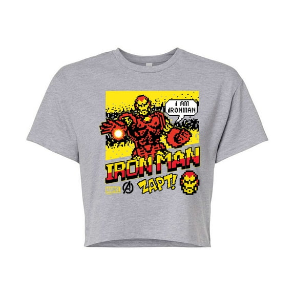 Marvel Iron Man - 8 Bit Pixelated - Juniors Cropped Graphic T-Shirt