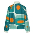 thumbnail image 6 of Jackets for Women Winter Coat Jackets Flannel Stand Collar Jacket(Abstract Teal Orange Shapes Design,Size:S-4XL), 6 of 7