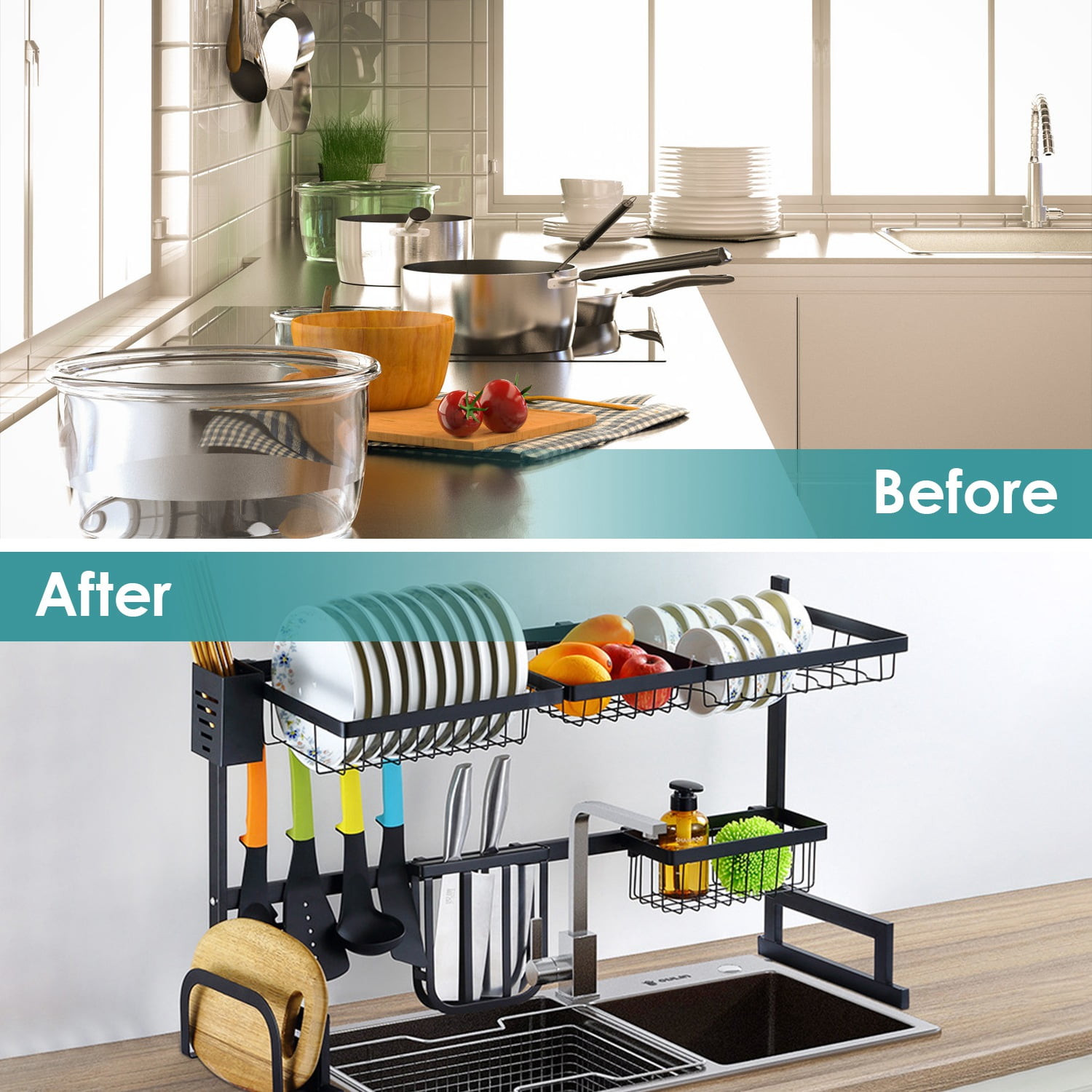 iMounTEK Plastic 2 Tier Dish Rack