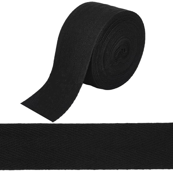 Cotton Ribbon for Sewing Decoration Black 2 inch(50mm) about 10.94 Yards(10m)/Roll