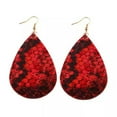 thumbnail image 2 of Print Mermaid Scale Leather Snakeskin Teardrop Statement Earrings for Women, 2 of 2