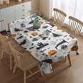 thumbnail image 2 of Halloween Gravestones Ghosts and Pumpkins Rectangle Tablecloth 60"x84",Waterproof Polyester Rectangle Table Cloth, Wipeable Spillproof Polyester Tablecloth for Dining, Camping, Indoor and Outdoor, 2 of 5