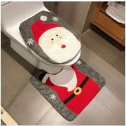 Yewang Christmas decorations Santa Claus, snowman, deer, toilet seat cover and carpet, bathroom set, toilet seat with soft close Christmas decorations (Santa Claus)