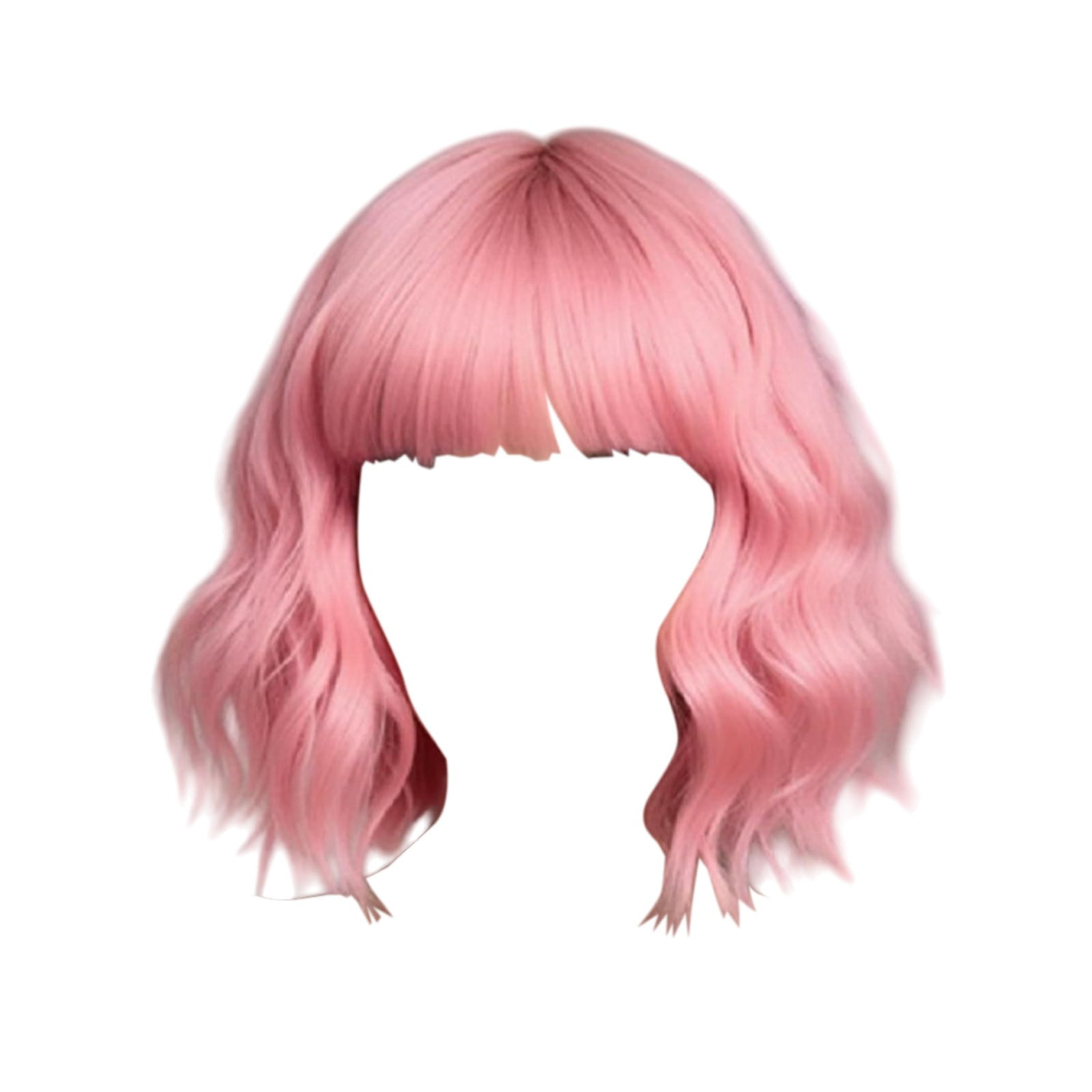YSGFHGJW Headband Wig Human Hair,Europe And The United States Wigs For Boys And Girls With Bangs Short Curly Hair Party Available Ripple Multi Color Optional Rose Net Head Styling,Pink