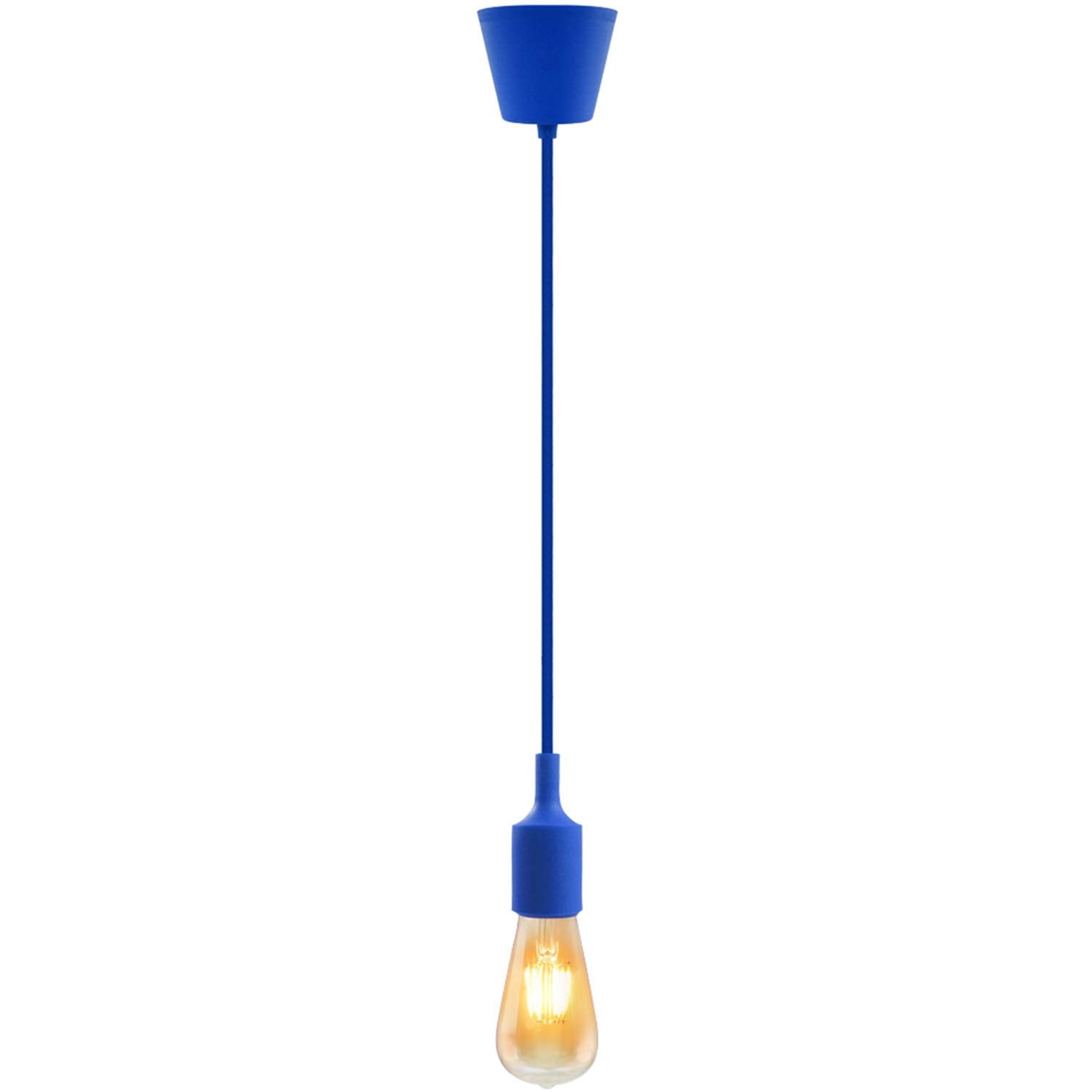 UL-listed Single Socket Pendant Light Fixture, Fabric Insulating Lamp Cord, Blue