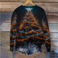 thumbnail image 7 of Feancey Womens Christmas Tree Print Sweatshirt Glitter Graphic Long Sleeve Tunic Loose Fit Casual Crewneck Tops Fall Winter Fashion Xmas Pullover Gold L, 7 of 7