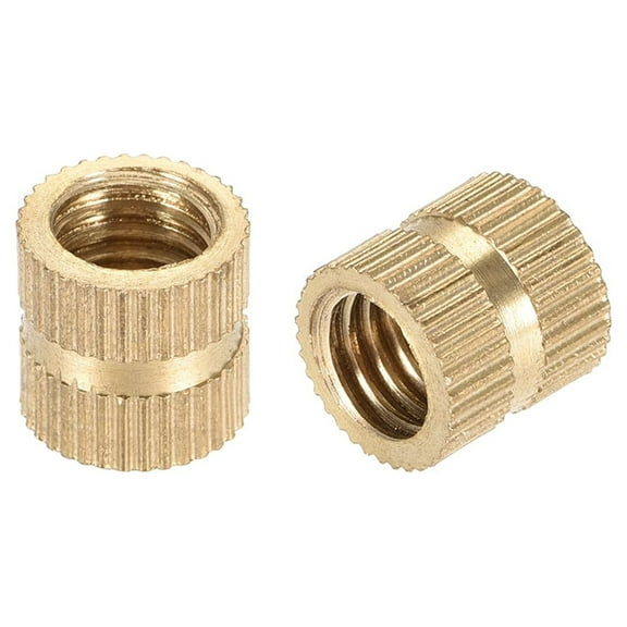 Knurled Insert Nuts, M8 x 10mm(L) x 10mm(OD) Female Thread Brass Embedment Assortment Kit 5 Pcs