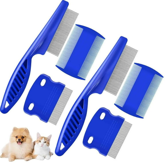 Brillirare 6 Pack Dog Combs, Stainless Steel Cat Grooming Kit, Pet Tear Stain Flea Remover