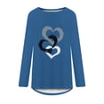 thumbnail image 4 of Scyoekwg Clearance Fall Long Sleeve T Shirts for Women Fashion Dressy Casual Round Neck Long Tunic Shirt Plus Size Heart Print Loose Blouses Pullover (#C01= Blue) XXXXL, 4 of 4