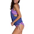 thumbnail image 3 of Traje de baño tipo tankini con rayas alineadas dobles para mujer Adepaton CJWUS-4487, 3 of 5