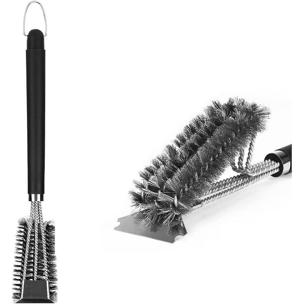 Barbecue Brush, 3 in 1 Barbecue Cleaning Brush with Scraper, Stainless Steel Bristles for Quick & Efficient Cleaning of All Grills