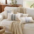 thumbnail image 5 of Striped Linen Textured Throw Pillow Covers 12x20 Inch Set of 2,Boho Decorative Cushion Covers, Neutral Gray Accent Pillowcases for Couch, Sofa, Bed Farmhouse & Modern Living Room Decor, 5 of 7