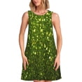 thumbnail image 1 of Easygdp Green Glitter Sparkle para Vestido Transpirable de Mujer, Vestido Suelto de Manga Corta con Pliegues y Bolsillos para el Verano, 1 of 7