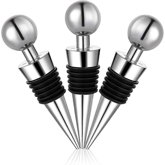Wine Bottle Stoppers, 3Pcs Reusable Bottle Saver Sealer Wine Corks for Wine ChampagneBeer Spirits Collection