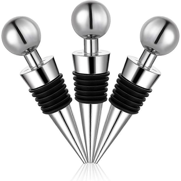 Wine Bottle Stoppers, 3Pcs Reusable Bottle Saver Sealer Wine Corks for Wine ChampagneBeer Spirits Collection