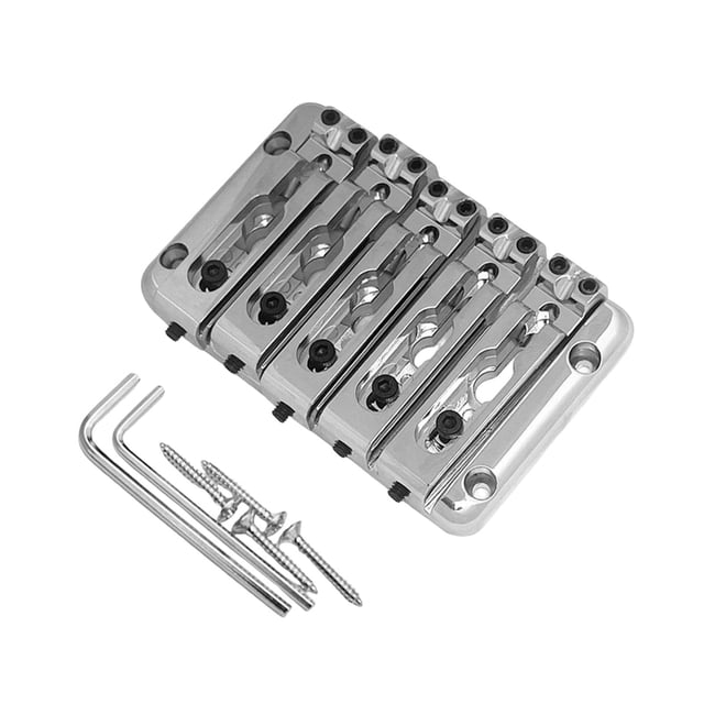 BELOVING 5 String Bass Bridge Metal Replace Part Sturdy Repairing Fixed Saddle Bridge silver