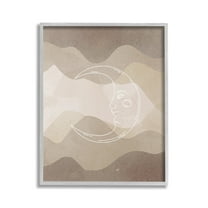 Stupell Industries Boho Celestial Moon Landscape Painting Gray Framed Art Print Wall Art, 16 x 20