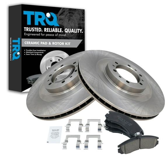 TRQ Front Brake Pad & Rotor Kit Brake Pads Brake Rotor Ceramic Fits Select 2000-2004 Mitsubishi Montero Sport