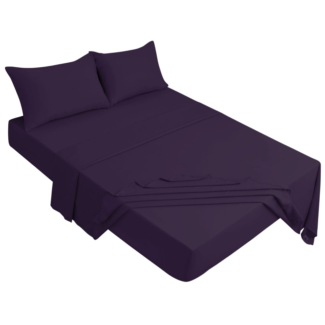PiccoCasa 4 Pieces Bed Sheets Set with Flat Sheet, Fitted Sheet and