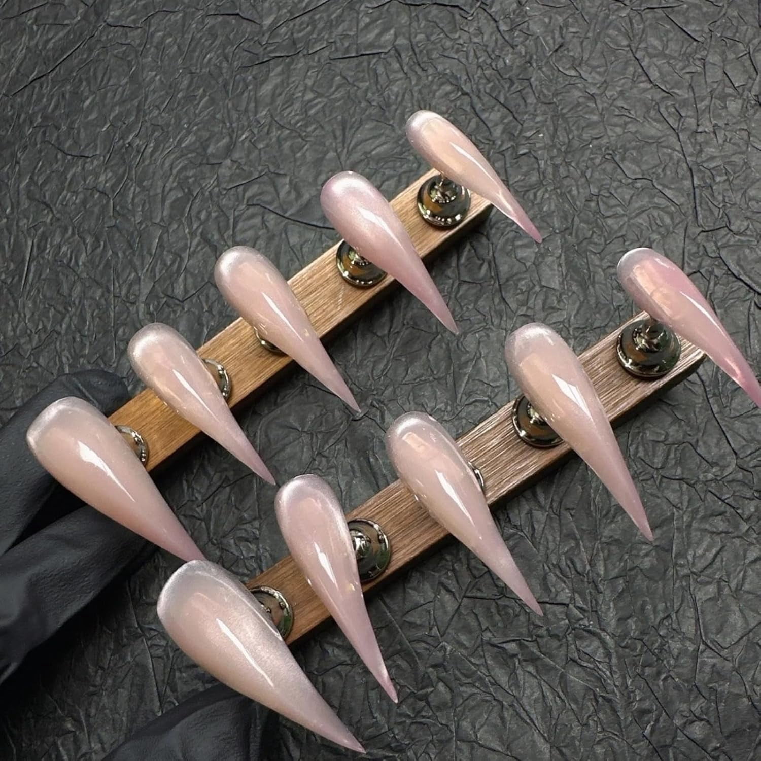 Cat Claw Press on Nails Handmade Stiletto Long Pink Cat Eye Reusable Cute Thick Acrylic Press on Nails Cat Dragon Claw False Nail Glossy Glue on Nail