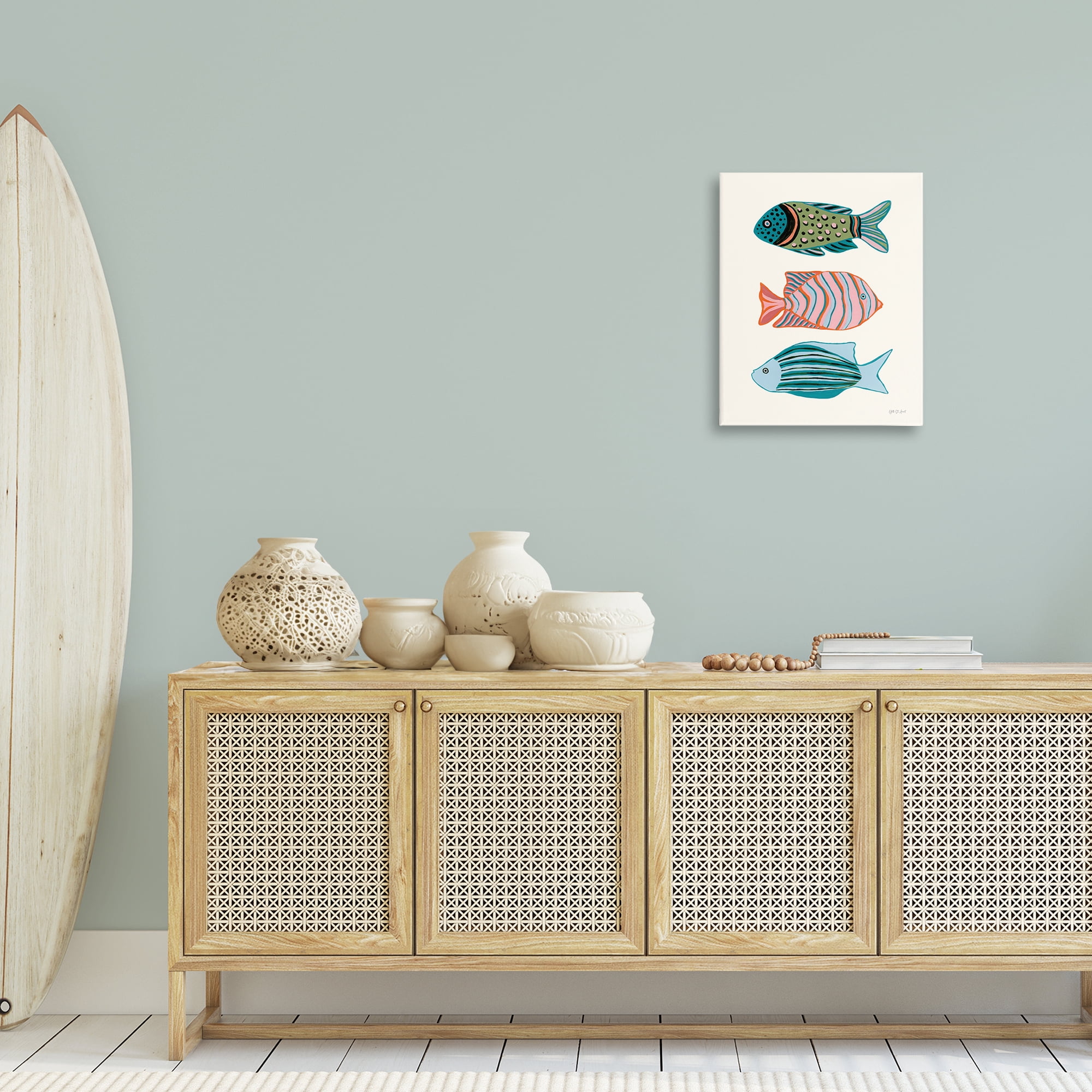 Stupell Industries Bright Tropical Fish Nautical & Beach Painting Wrapped Canvas Art Print Wall Art, 16 x 20