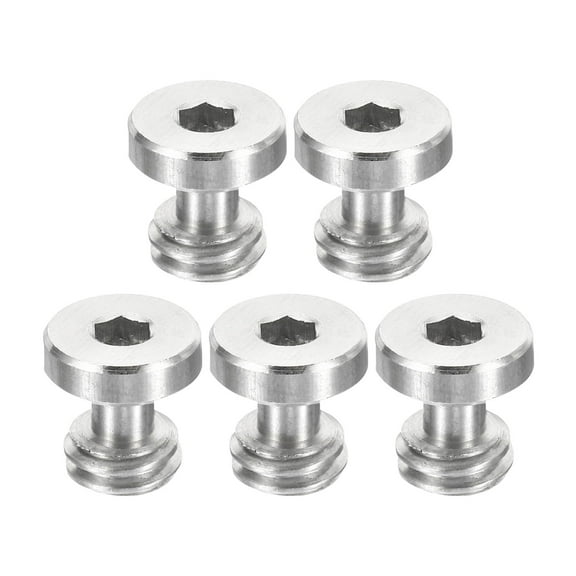Uxcell 3/8"-16 Thread 13mm Length Camera Quick Release Screw Tripod Screw, Hex Slot Screws, Silver, 5 Pack