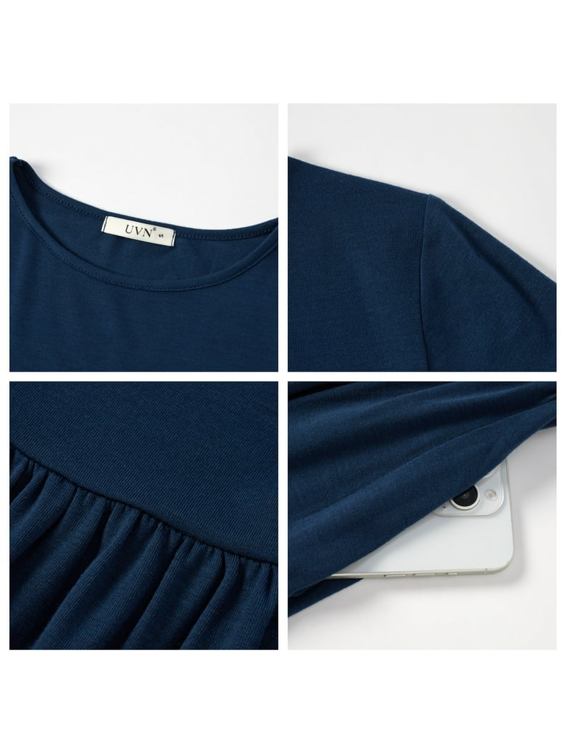 UVN Long Summer Dress for Women Casual Maxi Dress with Pockets Short Sleeve  Crewneck - Walmart.com