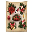 thumbnail image 2 of Christmas Outdoor Tablecloth, Vintage Style Classical Religious Candle Bell Mistletoe Ribbon Bird Art Print, Decorative Washable Fabric Picnic Table Cloth, 58 X 84 Inches,Multicolor, by Ambesonne, 2 of 2
