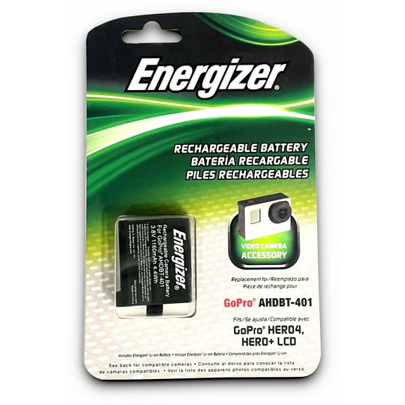 Energizer AHDBT-401 Rechargeable Battery for GoPro Hero4, GoPro HERO4 Black, GoPro HERO4 Silver, Hero  LCD - Replacement for GoPro AHDBT-401 - 3.8V 1160mAh