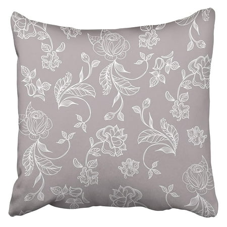 ECCOT Outline of Floral Roses for in Vintage Style Flower Mehendi Tattoo Doodles Collection Pillowcase Pillow Cover 20x20
