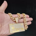 thumbnail image 4 of Hip Hop Cuban Chains Bank Card Shape Pendant Necklace With 13mm Miami Cuban Chain Iced Out Bling HipHop Necklaces Fashion Jewelry, 4 of 9