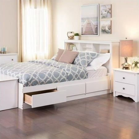 Prepac Monterey White Double \/ Full Bookcase Platform Storage Bed