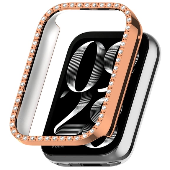Smartwatch Protective Bumper with Rhinestone Half-Cover Frame with Hard Screen Guard Fashion Bling Watch Accessory for Daily Wear Special Occasions