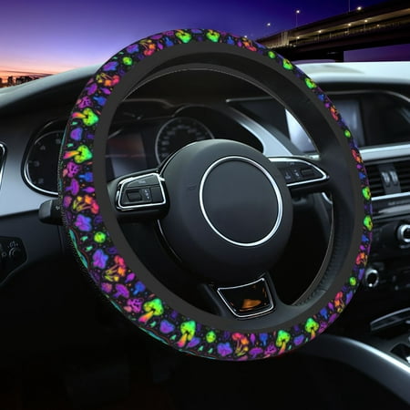 Mushroom Pattern Universal Steering Wheel Cover for Truck Magic Boho Soft Car Steering Wheel Protector 1 Inch Auto Accessories