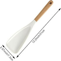 HengDidi Silicone Head Spoon with Wood Handle, Non-Scratch Cooking Tool for Nonstick Cookware, 31cm Heat-Resistant Mixing & Sauté Utensil, Suitable for Dishwasher