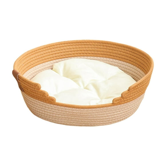 Cesta para cama de gato, cama para perro con cojín, transpirable, portátil, resistente al desgaste, suministros para mascotas, rascador para gatos, S