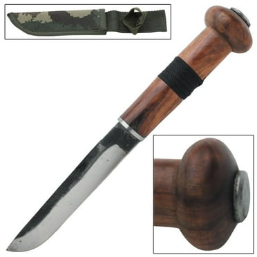 Armory Replicas Hand-Forged Knife - Essential Gear for partial stone finish on the top of the blade adds to its rugged aesthetic