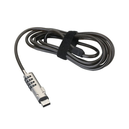 TAILTOSS Laptop Cable Lock Usb Security Lock Mini Digital Code Padlock Black For Professionals 1Pcs 7.5X0.6X0.6In