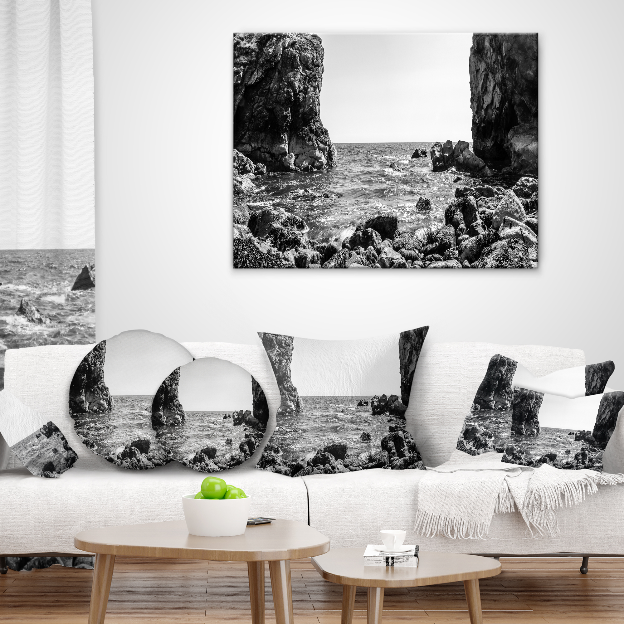 Designart Bottom Cliffs in Dorset England - Seascape Throw Pillow - 12x20