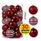 thumbnail image 1 of Esferas para árbol de navidad Artego set mix de 30 esferas = 10pz*8cm 20pz*6cm color Vino * Línea Glitter 3 acabados glitter, brillante y cromada, para colgar Christmas ornaments, 1 of 6