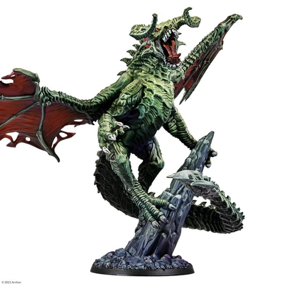 Dungeons & Lasers Draculus Dragon Miniature Figure - Tall 5.7"" Height (145mm) with Scenic Base - 5E Compatible for DND and Tabletop RPG Games - Highly Detailed and Unpainted - from Archon Studio