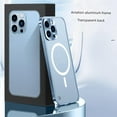 thumbnail image 3 of for iPhone 11 Pro, Metal Aluminum Alloy Magnetic Adsorption Phone Case, Compatible with Magsafe, Clear Frosted Back Cover, Metal Lens Protection Transparent Shell, 3 of 8