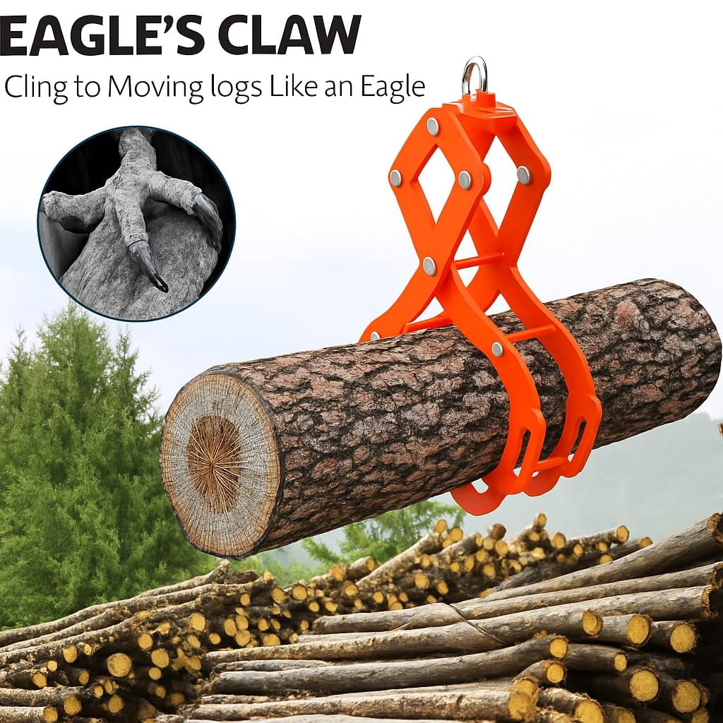 Accreate Log Tongs, 4 Claw Log Grabber Heavy Duty 3300 Lb Capacity, Attach to ATVs UTVs Trucks Mowers Tractors, Heavy-Duty Steel, Easy Assembly & Storage
