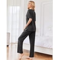 thumbnail image 3 of Avidlove Pajama Set for Women Ribbed Knit Lounge Set Short Sleeve Pj Tops and Long Pants Two Piece Matching Outfit Sets with Pockets, 3 of 7