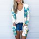 thumbnail image 2 of Moda mujer casual bolsillo manga larga impreso cubrir tops cárdigan Pompotops  qwe21595, 2 of 4