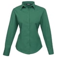 thumbnail image 1 of Premier - Camisa lisa de popelín de manga larga para mujer (Verde esmeralda), 1 of 2