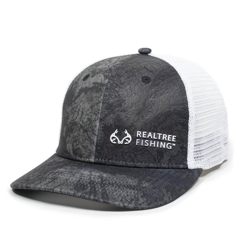 Realtree Structured Baseball Style Hat, Fishing WAV3 Black/White,  Small/Medium