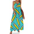 thumbnail image 1 of Vestido sin mangas con estampado azul lápiz Power Vestidos africanos para mujer Falda de verano, 1 of 7